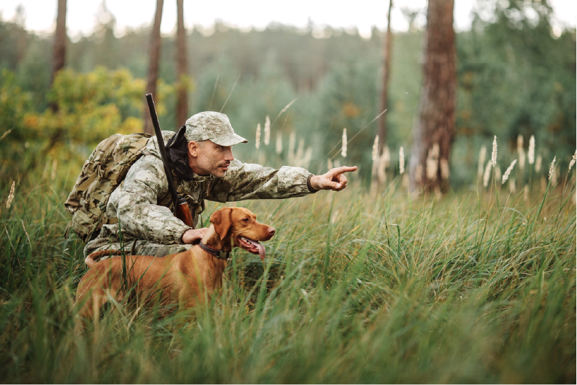 Jägern mit Jagdhund bei Jagdreise mit eigenem Hund in Ungarn